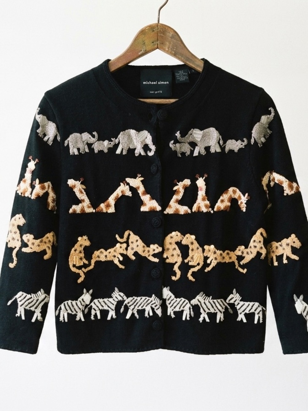 Vintage Y2K 2000 Michael Simon Sequined Safari Cardigan Size Small New York